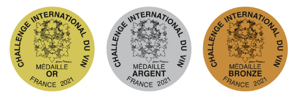 Les médailles du concours "Challenge international du vin"