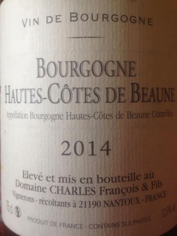 2014, France, Bourgogne, Hautes-Côtes de Beaune, Domaine Charles François (Rouge)