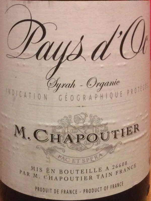 Dégustation vin rouge, France, Languedoc, Pays d'OC (IGP), M. Chapoutier, Syrah Organic, 2014